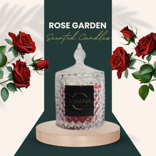 Rose Garden Scented Candles Glass Jar Scentara - Image 2