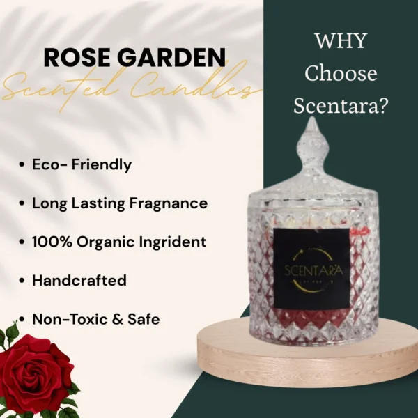Rose Garden Scented Candles Glass Jar Scentara - Image 3