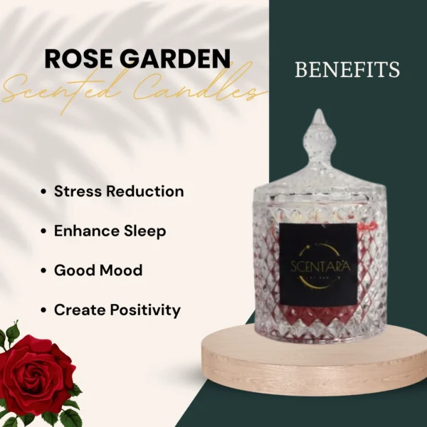 Rose Garden Scented Candles Glass Jar Scentara - Image 4