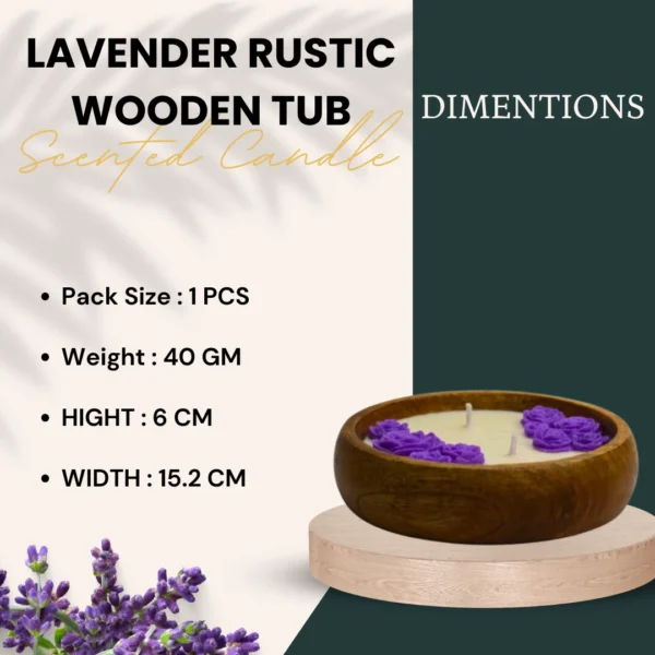 Rustic Wooden Tub Lavender Scented Candle Scentara