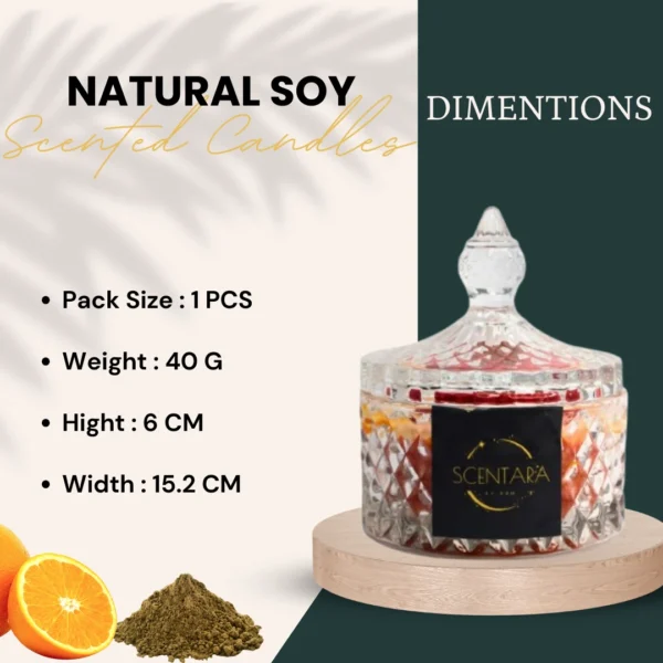 Natural Soy & Beeswax Candle Scented Candle Glass Jar Orange & Cedarwood Fragnance - Image 5