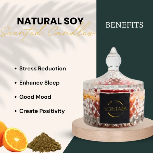 Natural Soy & Beeswax Candle Scented Candle Glass Jar Orange & Cedarwood Fragnance - Image 4