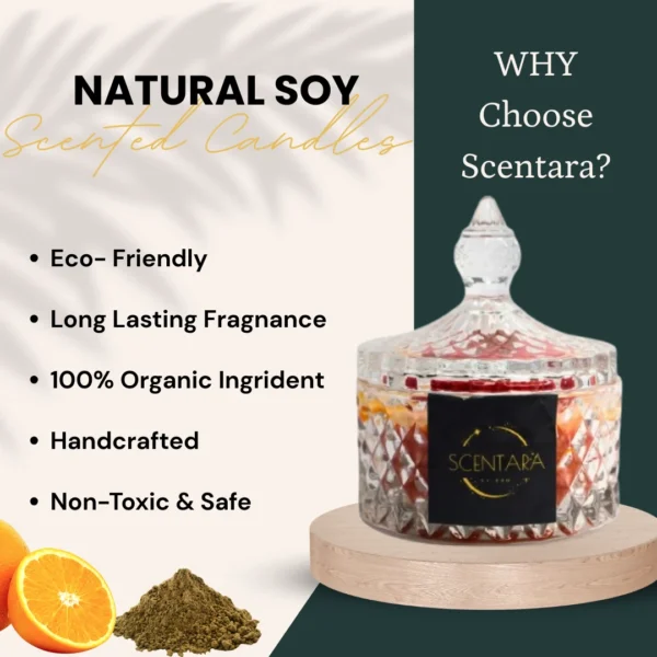 Natural Soy & Beeswax Candle Scented Candle Glass Jar Orange & Cedarwood Fragnance - Image 3