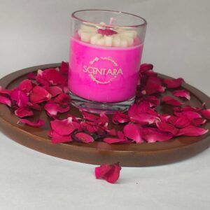 Rose and Sandalwood Scented Candle Glass Jar
