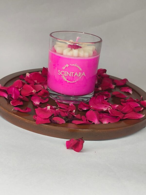 Rose and Sandalwood Scented Candle Glass Jar
