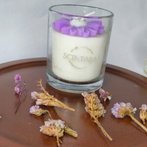 Lavender and Sandalwood Scented Candle Glass Jar