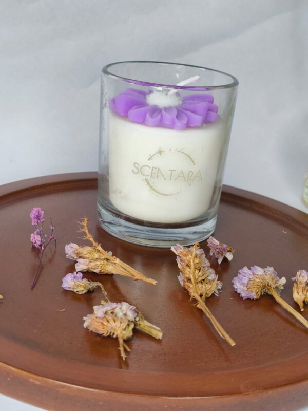 Lavender and Sandalwood Scented Candle Glass Jar