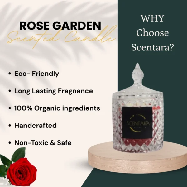 Floral Rose Garden Scented Candles Glass Jar - Image 3