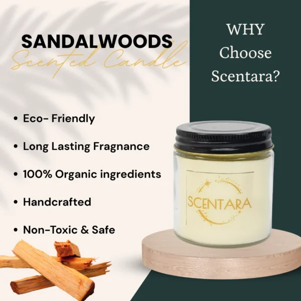 Sandal Woods Scented Candle Scentara - Image 4