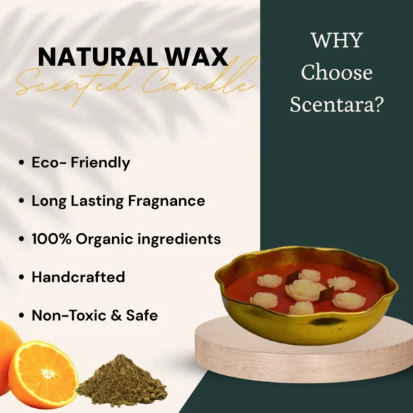 Metal Tub Natural Soy & Beeswax Scented Candle with Orange & Cedarwood Scents - Image 5