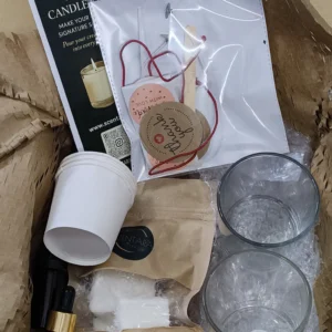 Scentara DIY KIT include 1 Soy Wax Scented Candle, 2 Fragrance Oil, 2 Fragrance Jar Candle, 4 to 5 wicks, Scentara Stickers, 4 Disposable glass and instruction leaflet.
